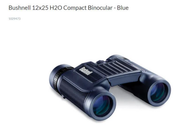 Bushnel 12 x 25 H2O Compact Binocular - Blue