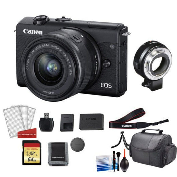 Canon EOS M200 Kit (EF-M 15-45mm f/3.5-6.3 IS STM & & EF-M 22mm f/2 STM, Black)
