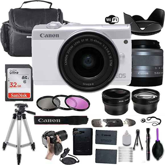 Canon EOS M200 Kit (EF-M 15-45mm f/3.5-6.3 IS STM & & EF-M 22mm f/2 STM, White)