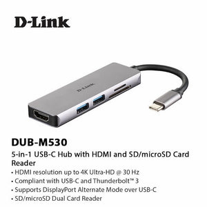 D-LINK DUB-M530 5-IN-1 USB-C HUB WITH HDMI AND SDCARD