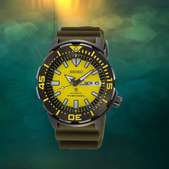 SEIKO PROSPEX SRPF35K1 YELLOW MONSTER AUTOMATIC SPECIAL EDITION DIVER'S MEN WATCH
